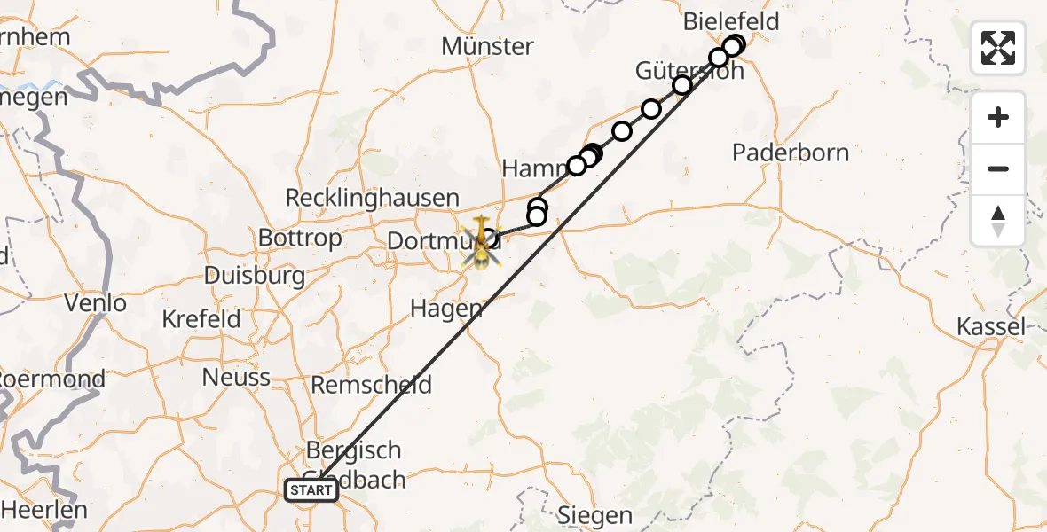 Flugroute Rettungshubschrauber Köln - Dortmund Flughafen, 21 Oktober 2026, 13:46