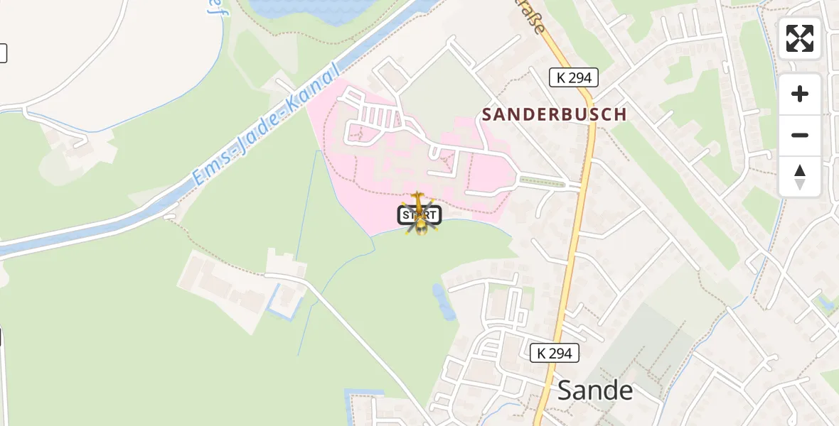 Flugroute Rettungshubschrauber Sande - Sande, 21 Oktober 2026, 14:00