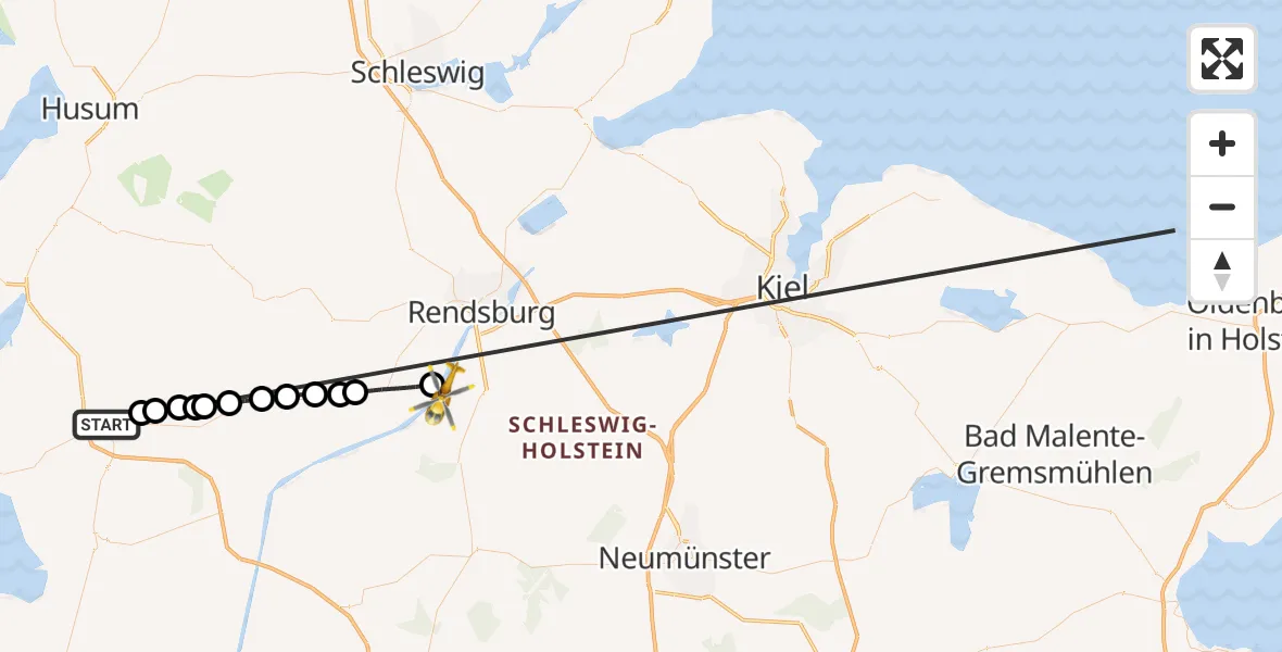 Flugroute Ambulanzhubschrauber Heide - Hörsten, 21 Oktober 2026, 14:05