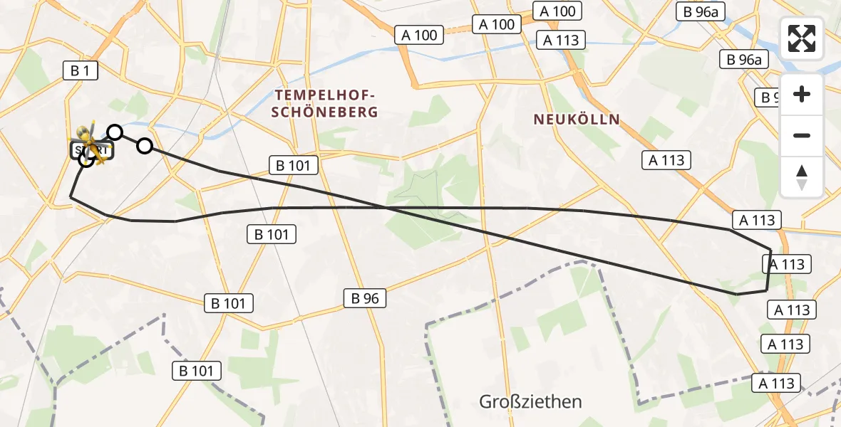 Flugroute Rettungshubschrauber Charité Clinic Benjamin Franklin Campus - Charité Clinic Benjamin Franklin Campus, 21 Oktober 2026, 14:21