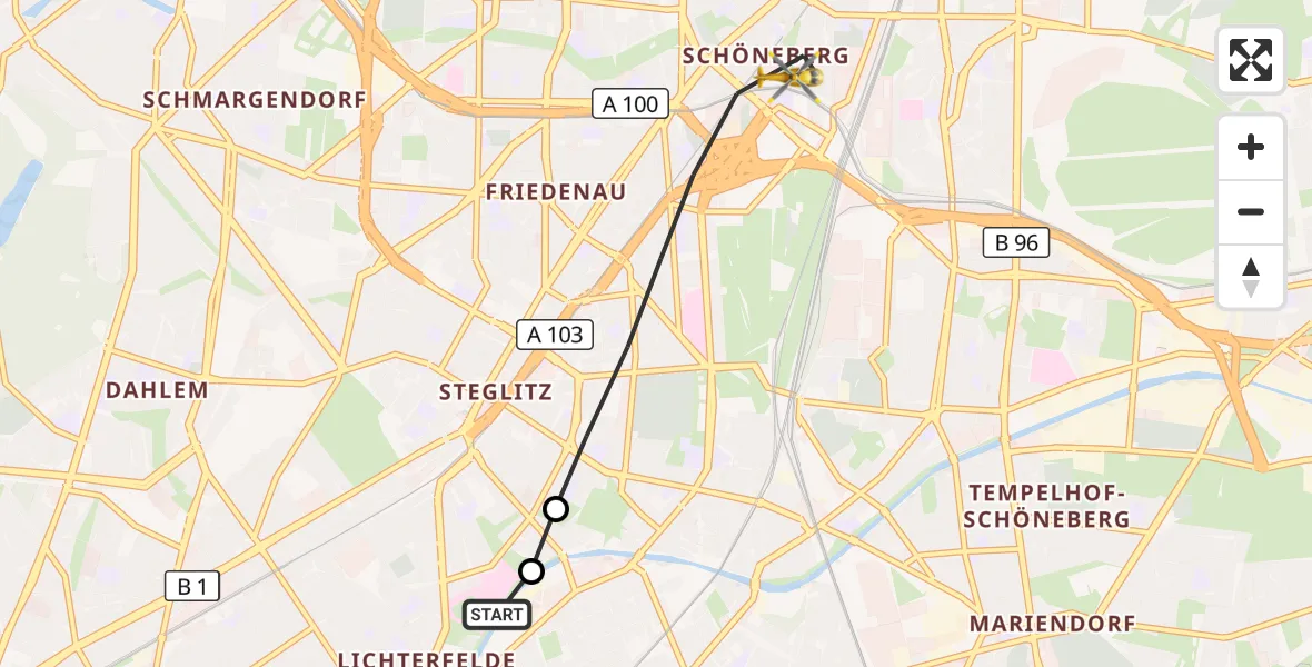 Flugroute Rettungshubschrauber Charité Clinic Benjamin Franklin Campus - Berlin, 21 Oktober 2026, 15:34