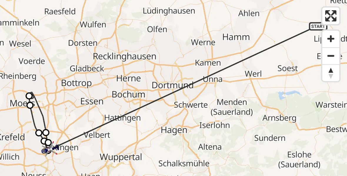Flugroute Polizeihubschrauber Wadersloh - Düsseldorf Flughafen, 21 Oktober 2026, 15:43