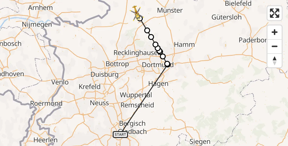 Flugroute Rettungshubschrauber Köln - Coesfeld, 21 Oktober 2026, 17:03