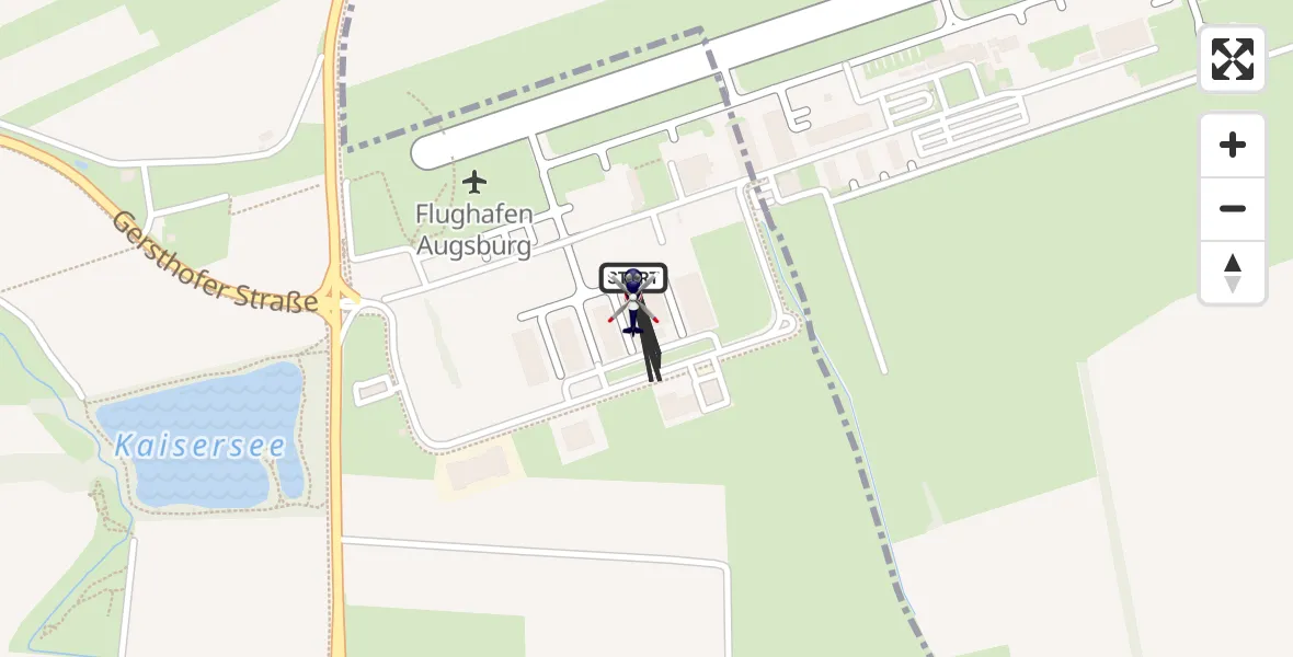 Flugroute Polizeihubschrauber Augsburg Flughafen - Augsburg Flughafen, 22 Oktober 2026, 06:24