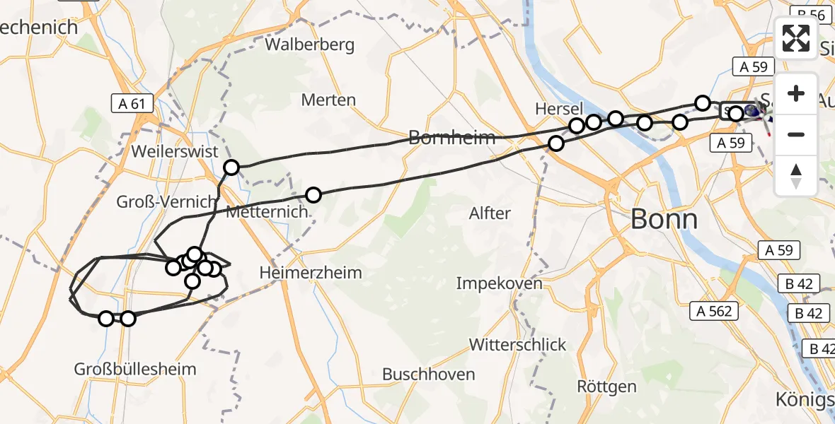 Flugroute Polizeihubschrauber Sankt Augustin - Bonn-Hangelar Flugplatz, 22 Oktober 2026, 07:21