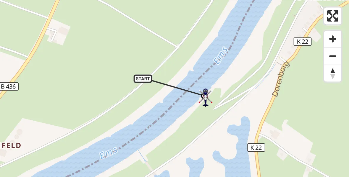 Flugroute Polizeihubschrauber Weener - Westoverledingen, 22 Oktober 2026, 07:59