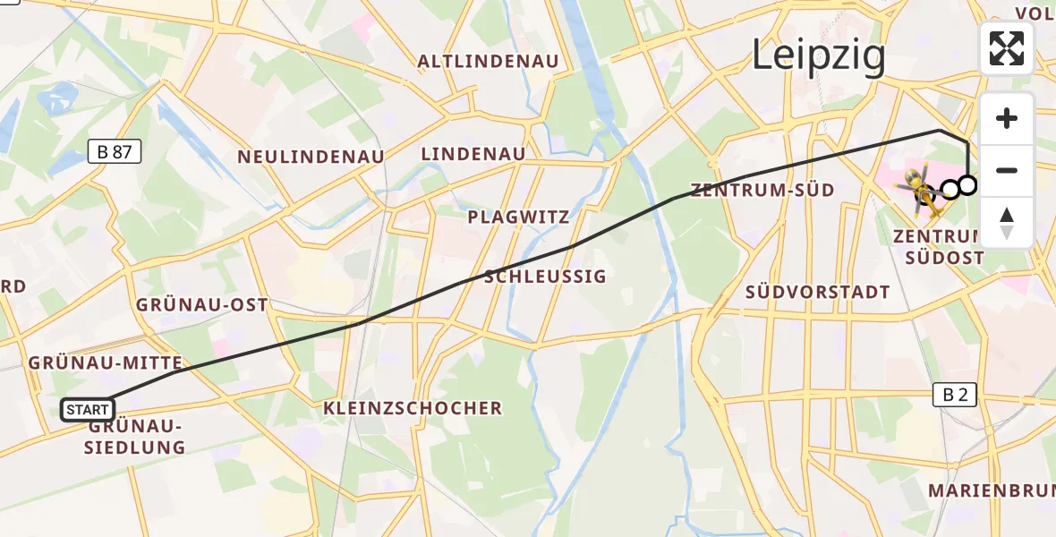 Flugroute Rettungshubschrauber Leipzig - Leipzig University Hospital Heliport 1, 22 Oktober 2026, 08:27