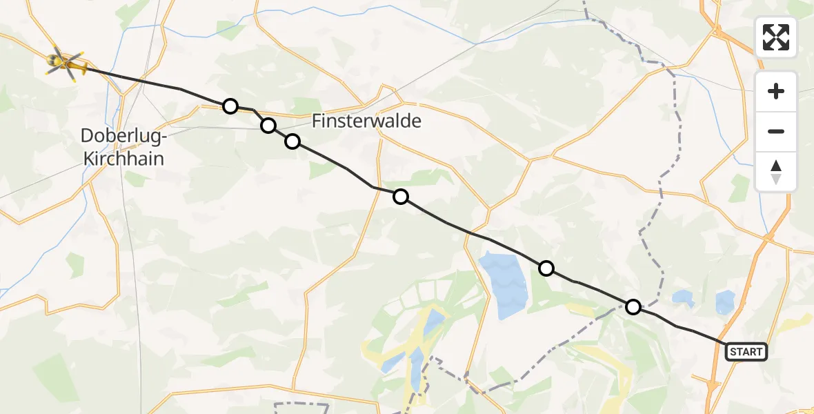 Flugroute Rettungshubschrauber Schipkau - Doberlug-Kirchhain, 22 Oktober 2026, 08:31