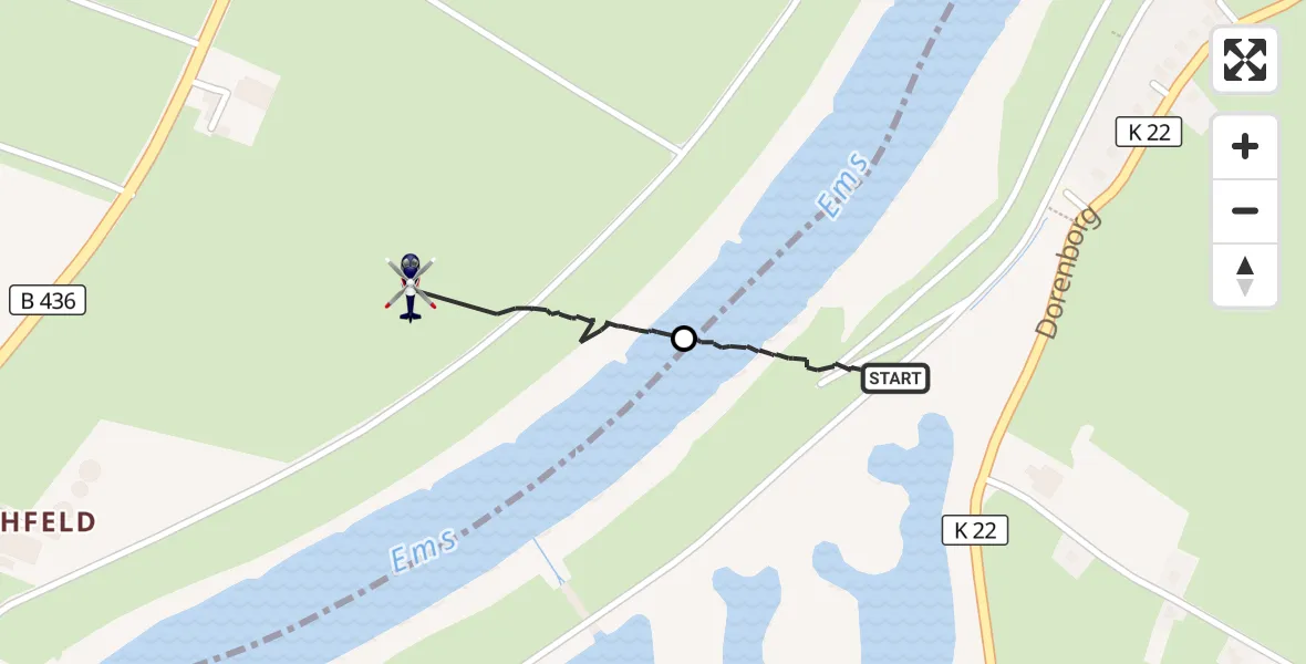 Flugroute Polizeihubschrauber Westoverledingen - Weener, 22 Oktober 2026, 09:22