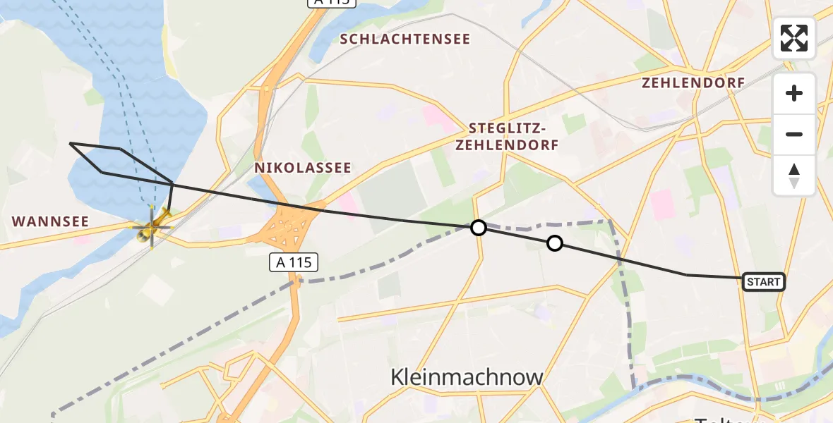 Flugroute Rettungshubschrauber Berlin - Berlin, 22 Oktober 2026, 09:43
