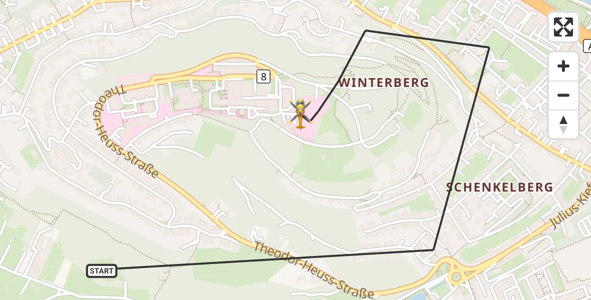 Flugroute Rettungshubschrauber Saarbrücken - Saarbrücken, 22 Oktober 2026, 09:45