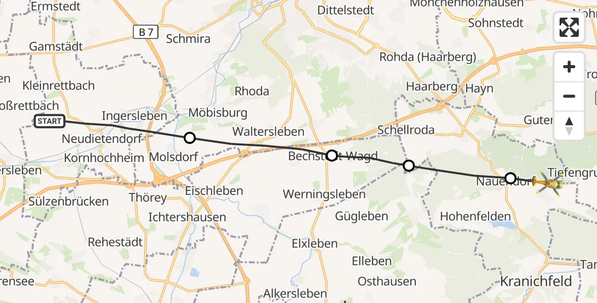Flugroute Ambulanzhubschrauber Nesse-Apfelstädt - Tonndorf, 22 Oktober 2026, 09:56