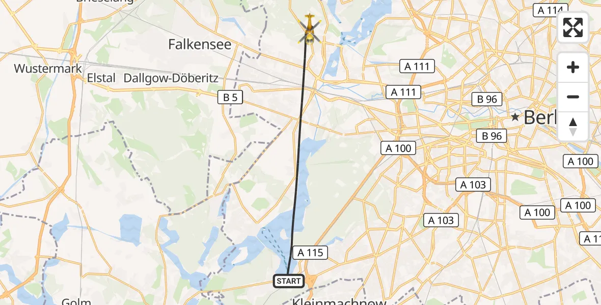 Flugroute Rettungshubschrauber Berlin - Berlin, 22 Oktober 2026, 10:16