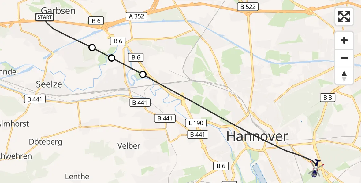 Flugroute Polizeihubschrauber Garbsen - Hannover, 22 Oktober 2026, 10:40