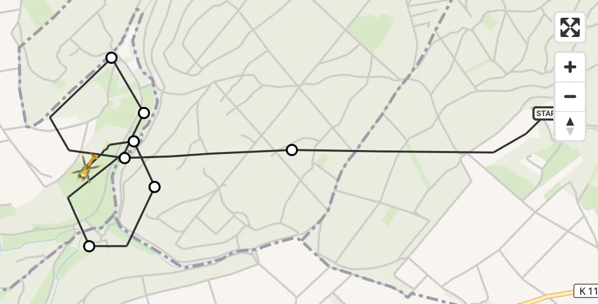 Flugroute Rettungshubschrauber Nieder-Wiesen - Mörsfeld, 22 Oktober 2026, 10:54