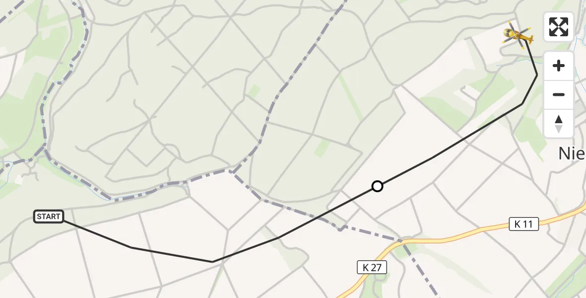 Flugroute Rettungshubschrauber Kriegsfeld - Nieder-Wiesen, 22 Oktober 2026, 12:11