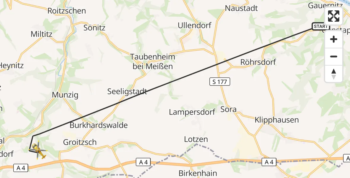 Flugroute Rettungshubschrauber Klipphausen - Klipphausen, 22 Oktober 2026, 12:22