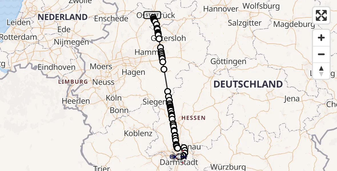 Flugroute Polizeihubschrauber Osnabrück - Flughafen Frankfurt-Egelsbach, 22 Oktober 2026, 12:51