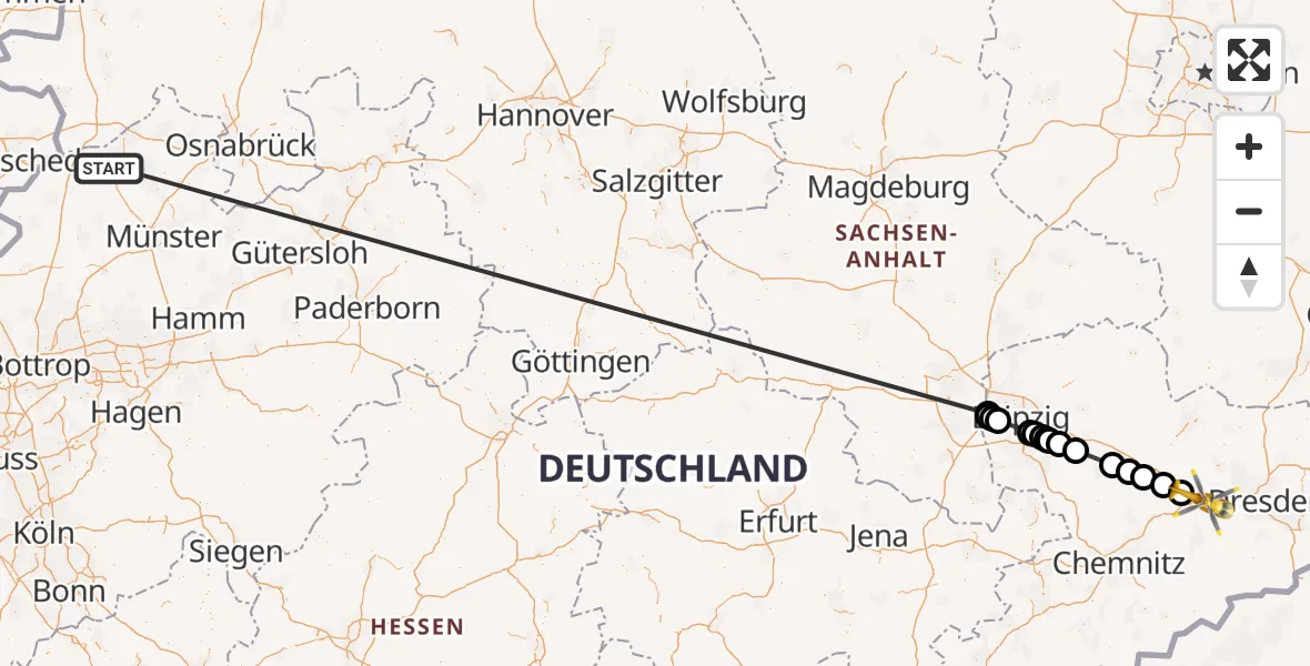 Flugroute Ambulanzhubschrauber Wettringen - Reinsberg, 22 Oktober 2026, 13:02
