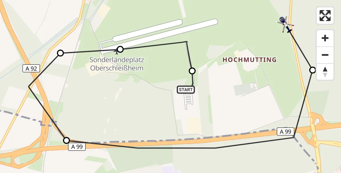 Flugroute Polizeihubschrauber Oberschleißheim - Oberschleißheim, 22 Oktober 2026, 13:17