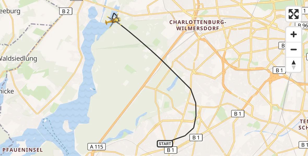Flugroute Rettungshubschrauber Berlin - Berlin, 22 Oktober 2026, 13:55