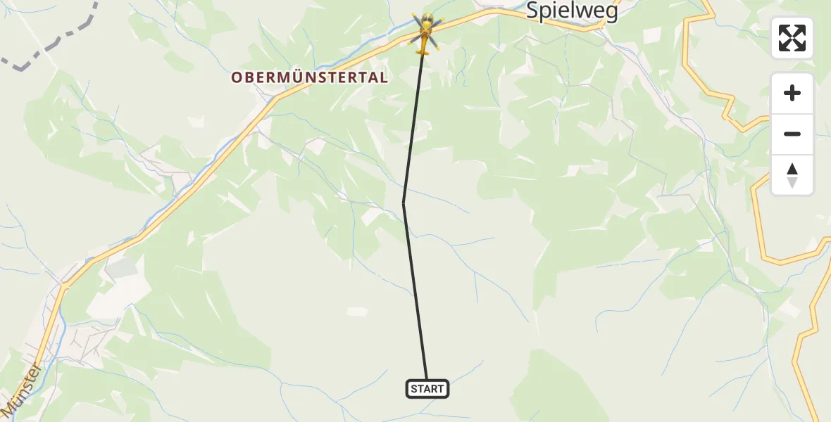 Flugroute Ambulanzhubschrauber Münstertal/Schwarzwald - Münstertal/Schwarzwald, 22 Oktober 2026, 14:19