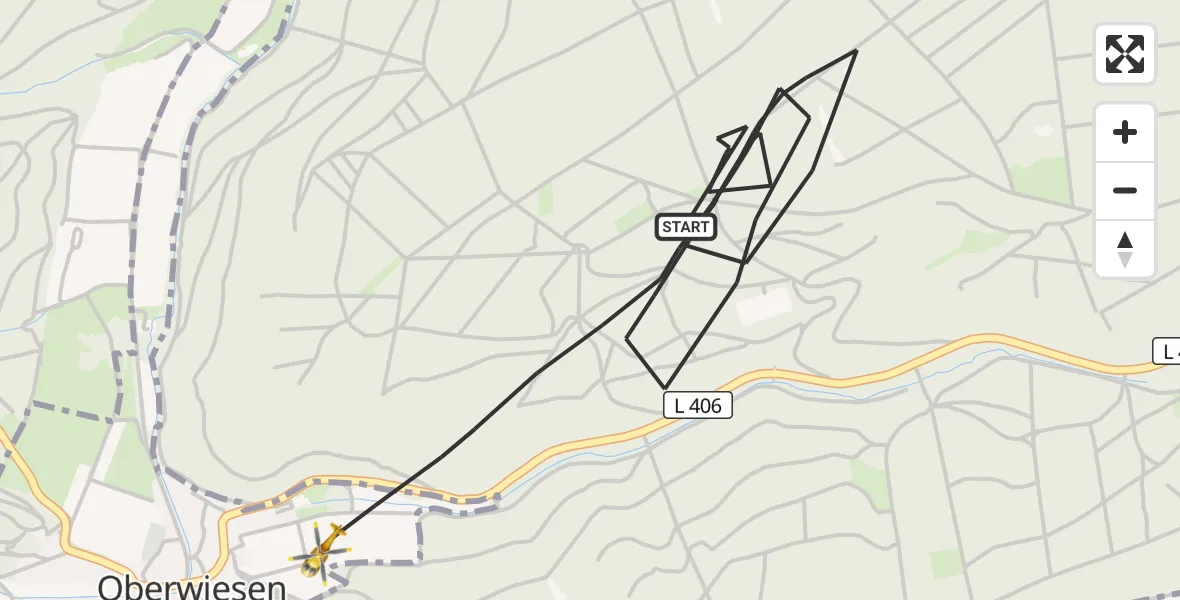 Flugroute Rettungshubschrauber Offenheim - Oberwiesen, 22 Oktober 2026, 14:31