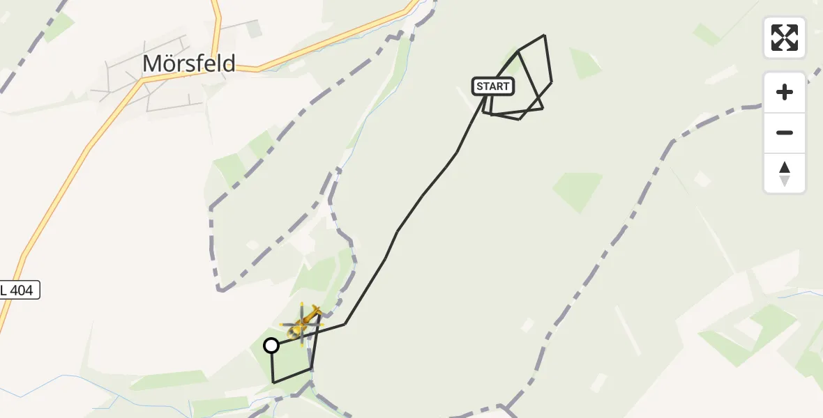 Flugroute Rettungshubschrauber Wendelsheim - Mörsfeld, 22 Oktober 2026, 14:59