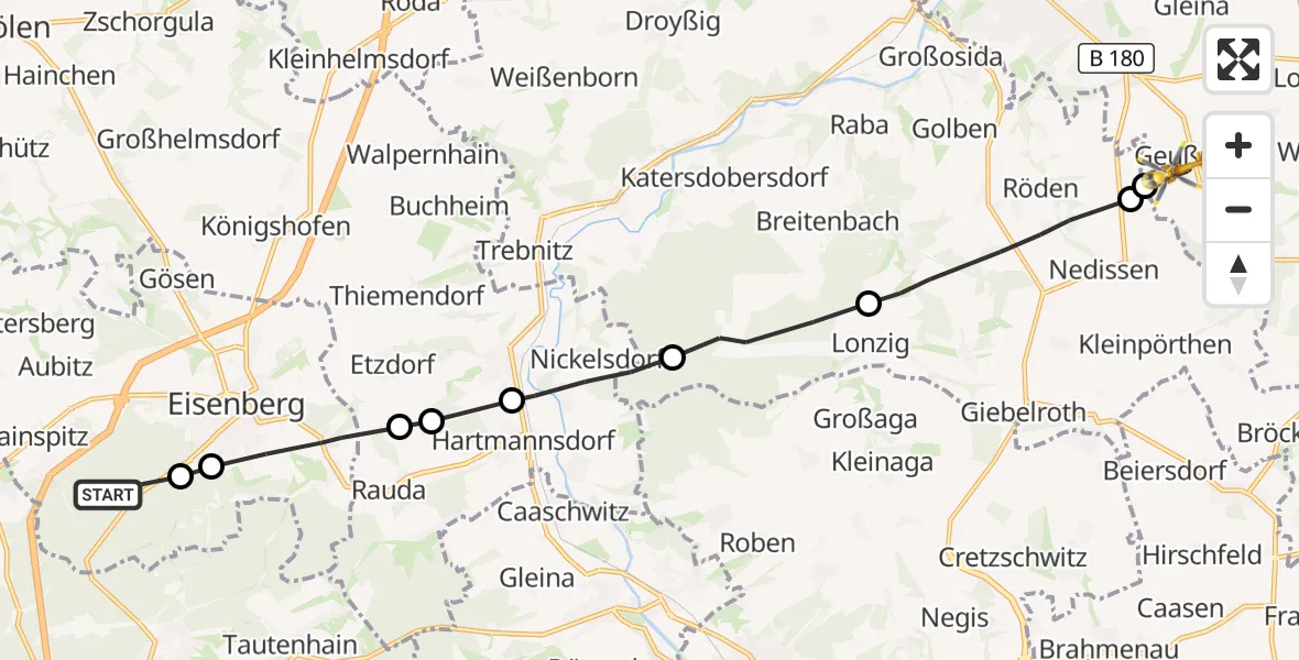 Flugroute Rettungshubschrauber Eisenberg - Zeitz, 22 Oktober 2026, 15:18