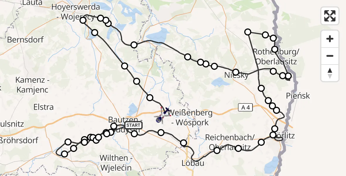 Flugroute Polizeihubschrauber Bautzen - Weißenberg, 22 Oktober 2026, 17:58