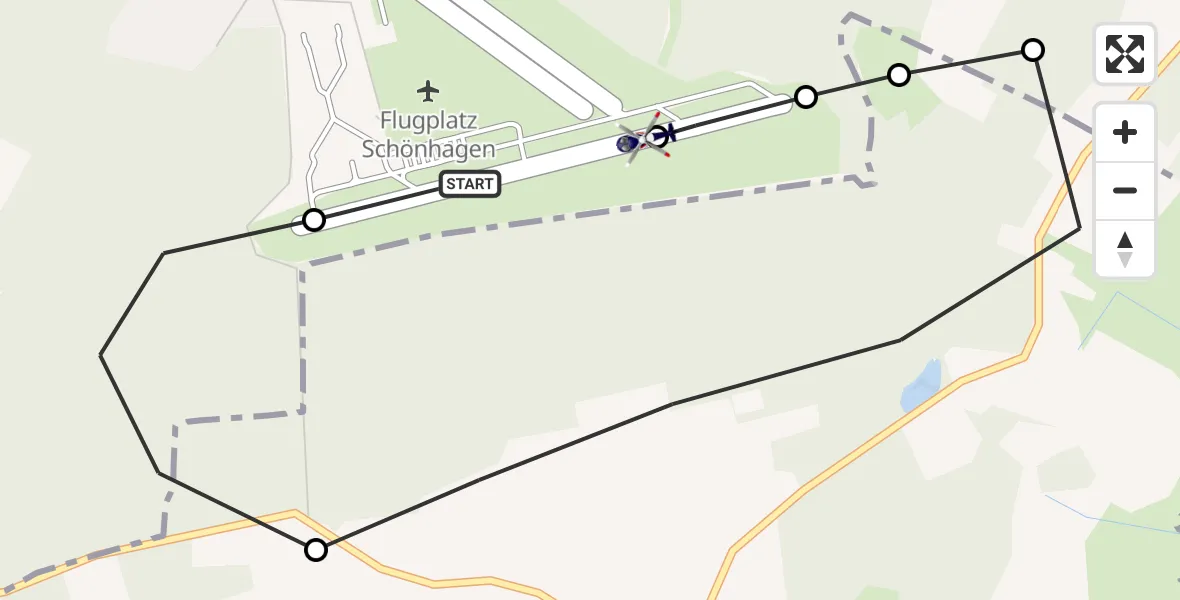 Flugroute Polizeihubschrauber Schönhagen Flugplatz - Schönhagen Flugplatz, 22 Oktober 2026, 20:10