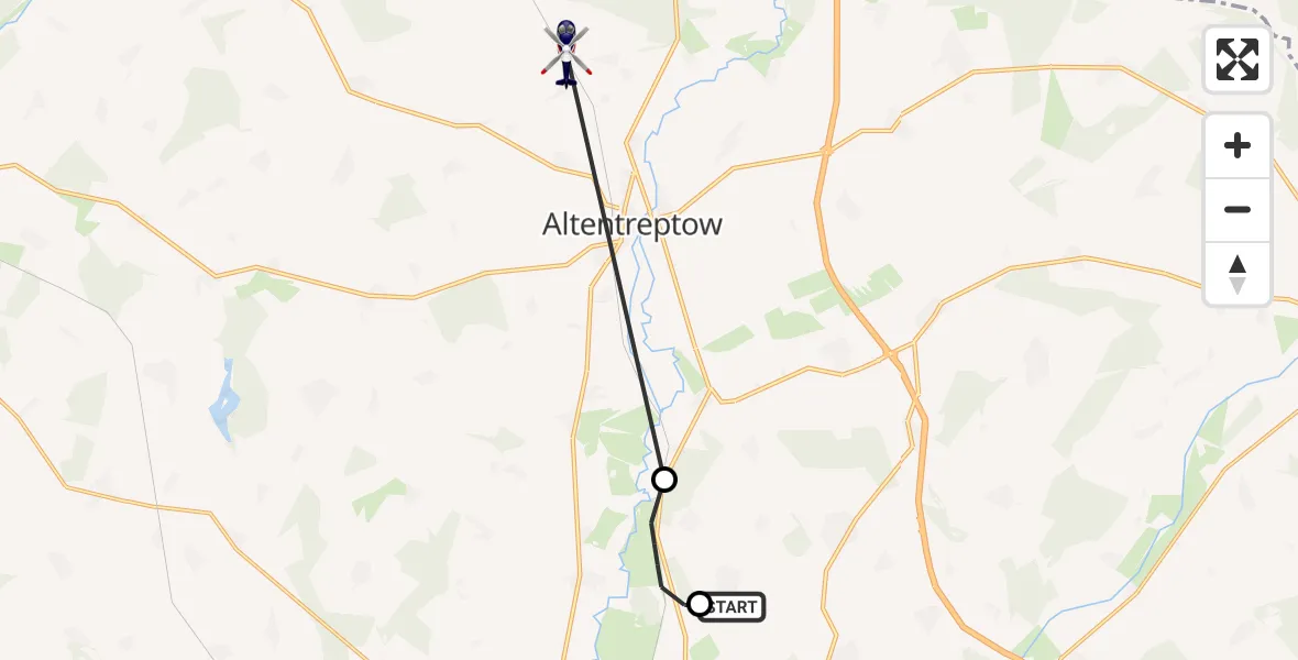 Flugroute Polizeihubschrauber Neubrandenburg Trollenhagen Flughafen - Altentreptow, 23 Oktober 2026, 04:54