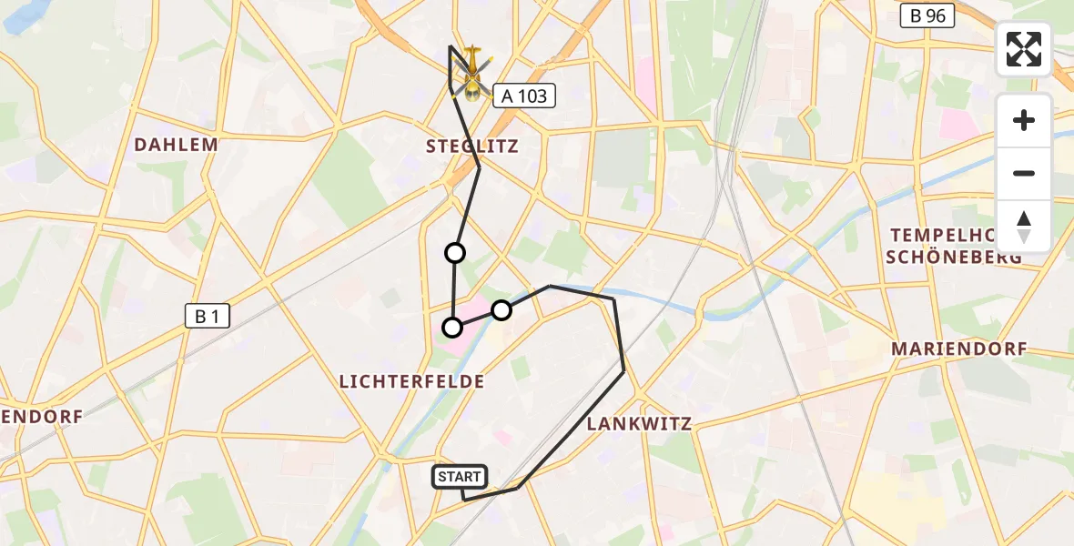 Flugroute Rettungshubschrauber Berlin - Berlin, 23 Oktober 2026, 08:06