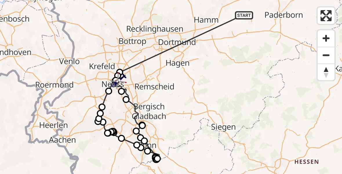 Flugroute Polizeihubschrauber Wadersloh - Düsseldorf, 23 Oktober 2026, 08:21