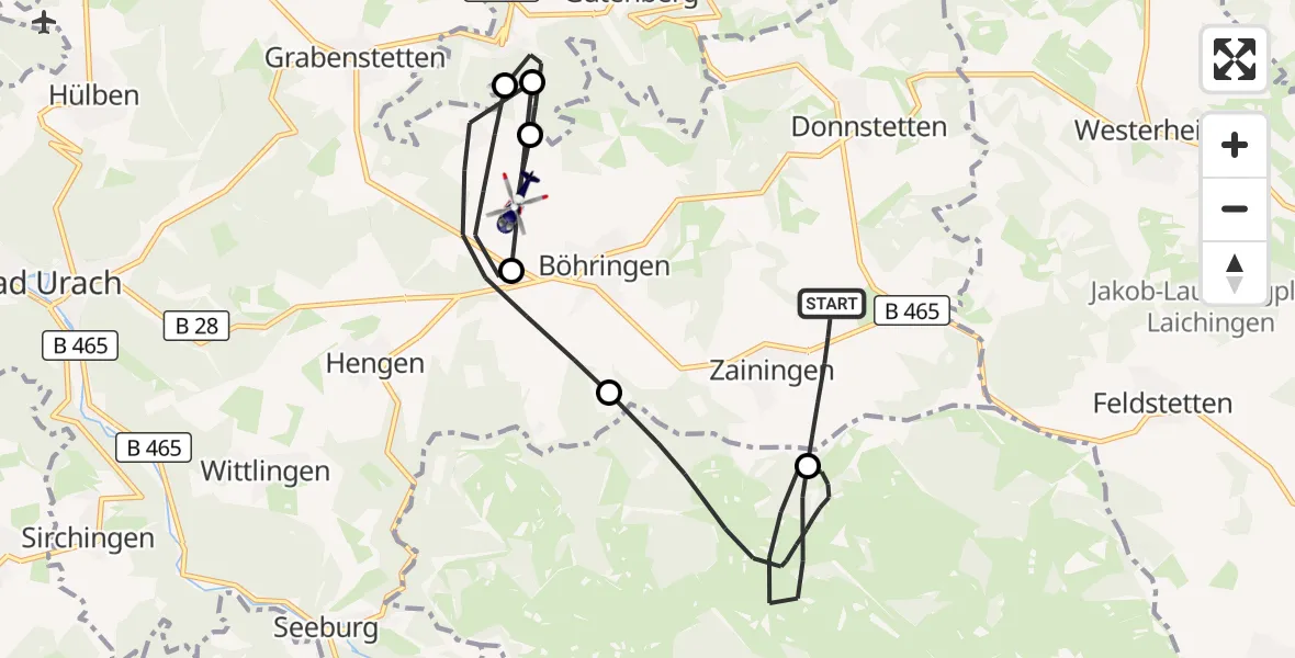 Flugroute Polizeihubschrauber Römerstein - Römerstein, 23 Oktober 2026, 08:51