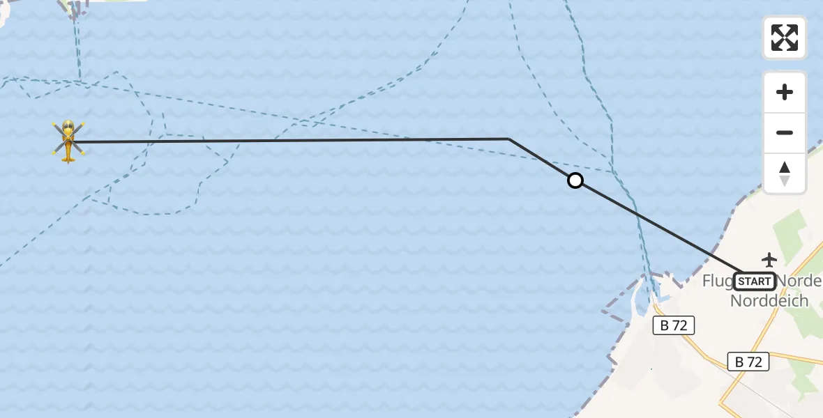Flugroute Ambulanzhubschrauber Norden - Noordzee, 23 Oktober 2026, 08:52
