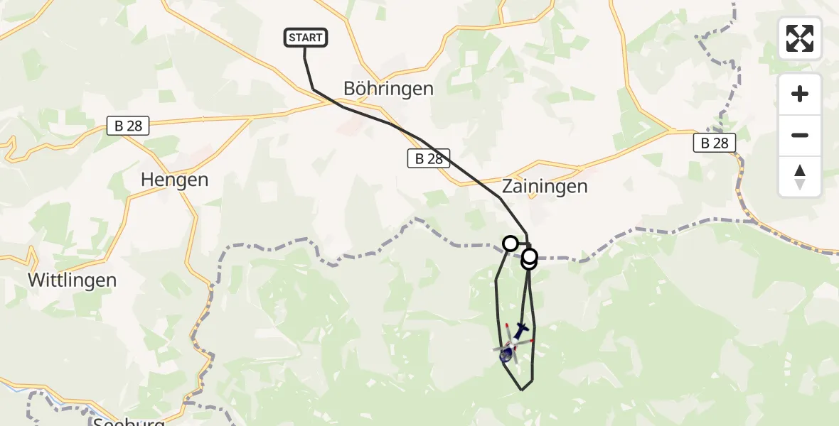 Flugroute Polizeihubschrauber Römerstein - Gutsbezirk Münsingen, 23 Oktober 2026, 09:15