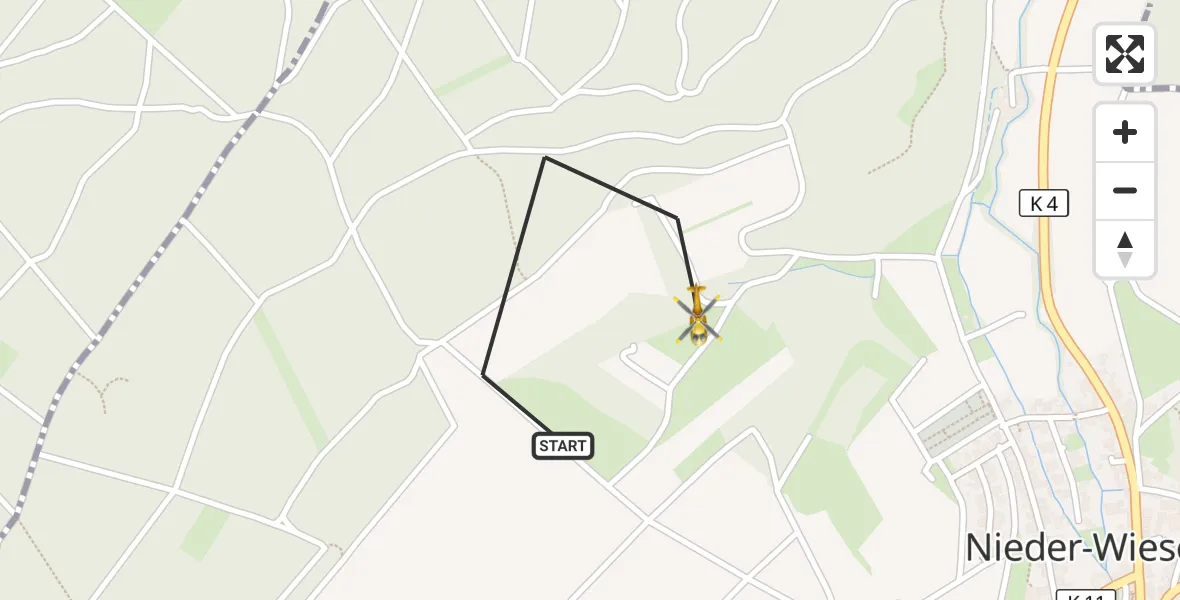 Flugroute Rettungshubschrauber Nieder-Wiesen - Nieder-Wiesen, 23 Oktober 2026, 09:31