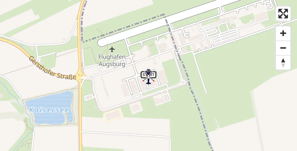 Flugroute Polizeihubschrauber Augsburg Flughafen - Augsburg Flughafen, 23 Oktober 2026, 09:41