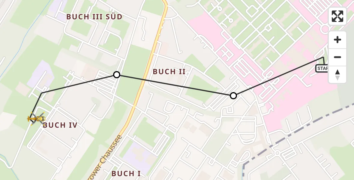 Flugroute Rettungshubschrauber Helios Clinic Berlin-Buch - Berlin, 23 Oktober 2026, 09:45