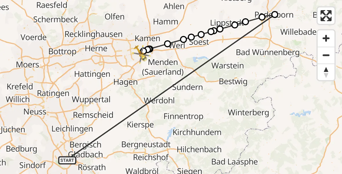 Flugroute Rettungshubschrauber Köln - Dortmund Flughafen, 23 Oktober 2026, 09:56