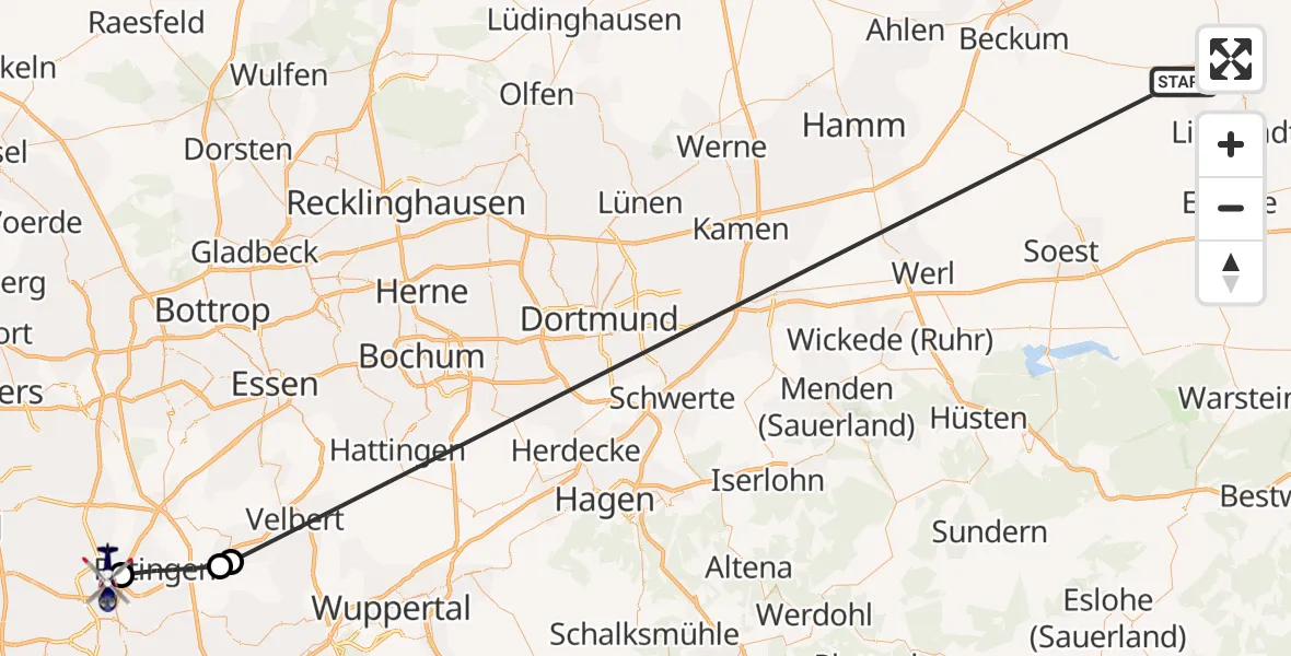 Flugroute Polizeihubschrauber Wadersloh - Düsseldorf Flughafen, 23 Oktober 2026, 10:14
