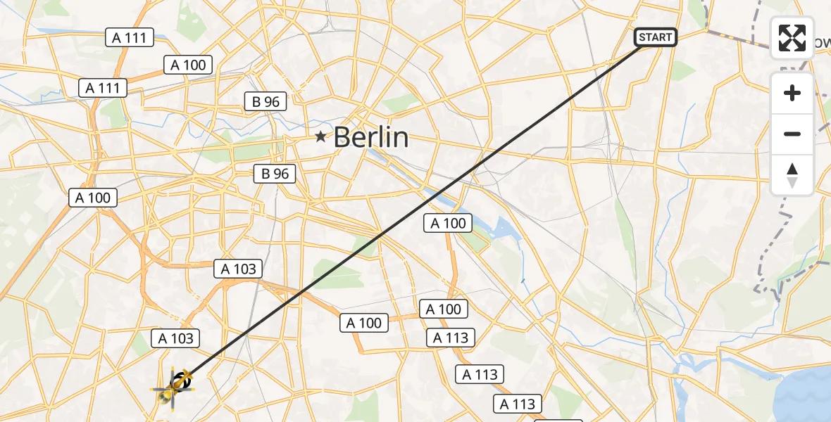 Flugroute Rettungshubschrauber Berlin - Charité Clinic Benjamin Franklin Campus, 23 Oktober 2026, 10:21