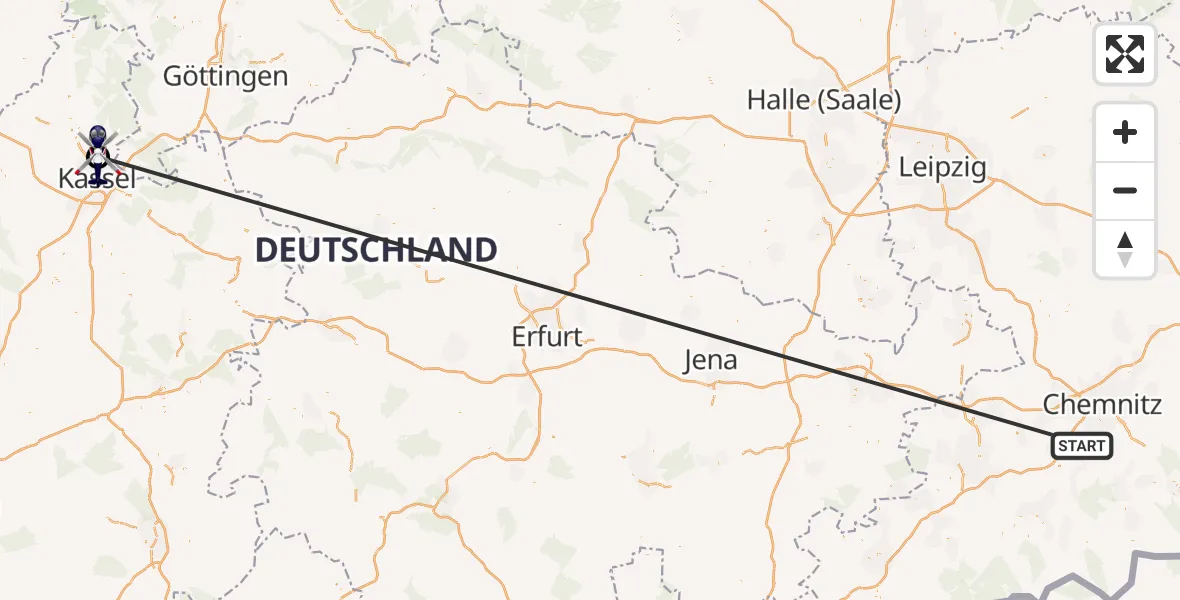 Flugroute Polizeihubschrauber Jahnsdorf/Erzgeb. - Fuldatal Bundespolizei Hubschrauberlandeplatz, 23 Oktober 2026, 10:47