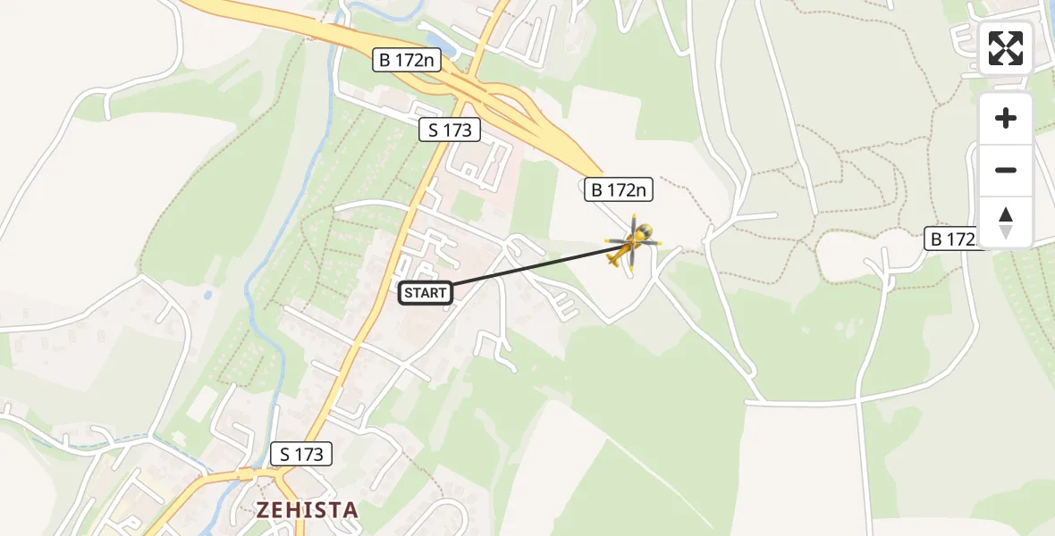 Flugroute Rettungshubschrauber Pirna - Pirna, 23 Oktober 2026, 11:03