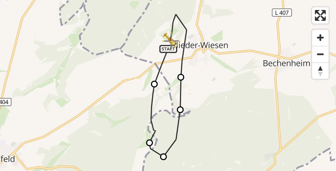 Flugroute Rettungshubschrauber Nieder-Wiesen - Nieder-Wiesen, 23 Oktober 2026, 11:13