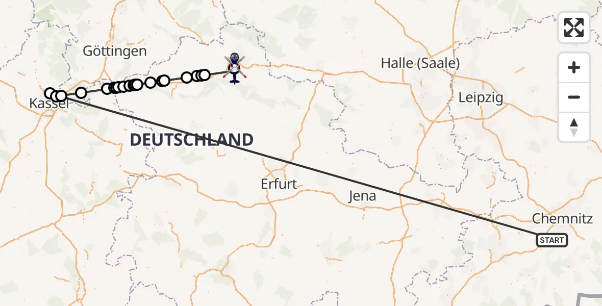 Flugroute Polizeihubschrauber Jahnsdorf/Erzgeb. - Werther, 23 Oktober 2026, 12:25
