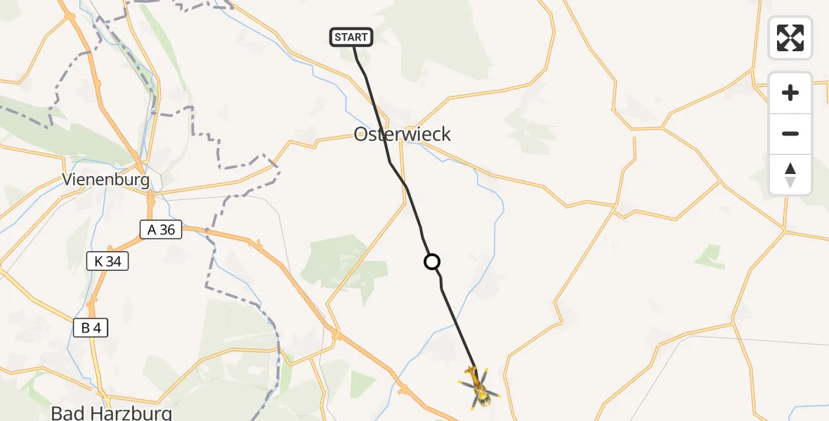 Flugroute Rettungshubschrauber Osterwieck - Nordharz, 23 Oktober 2026, 13:08