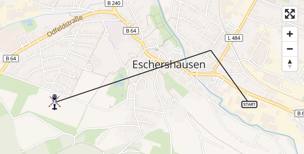 Flugroute Polizeihubschrauber Eschershausen - Eschershausen, 23 Oktober 2026, 13:34