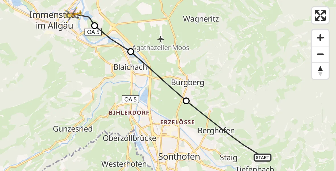 Flugroute Rettungshubschrauber Sonthofen - Immenstadt i.Allgäu, 23 Oktober 2026, 14:48